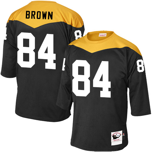 Men's Elite Antonio Brown Mitchell and Ness Jersey Black Home - #84 1967 Throwback NFL Pittsburgh Steelers